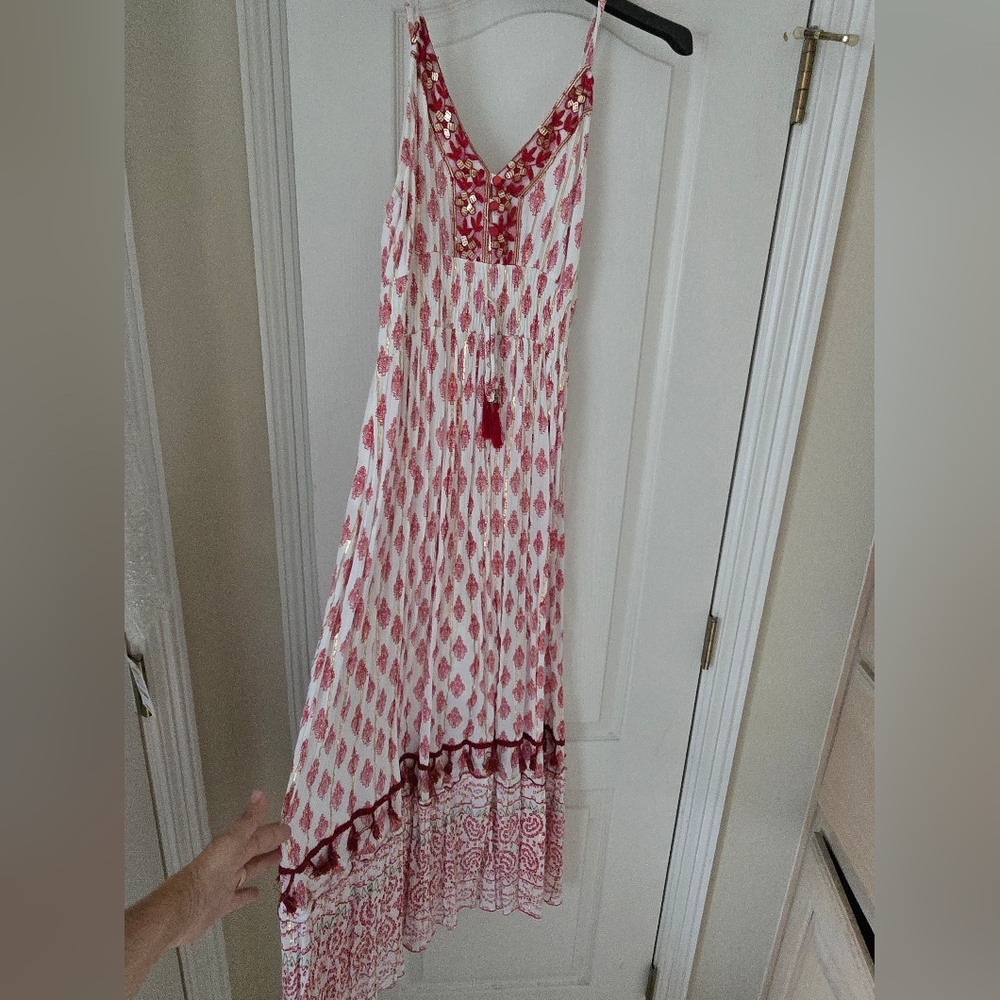 Red and White Patterned Dress